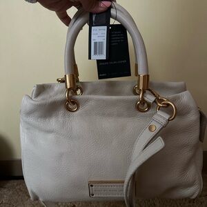 Marc Jacobs Cream Satchel with Gold Accents